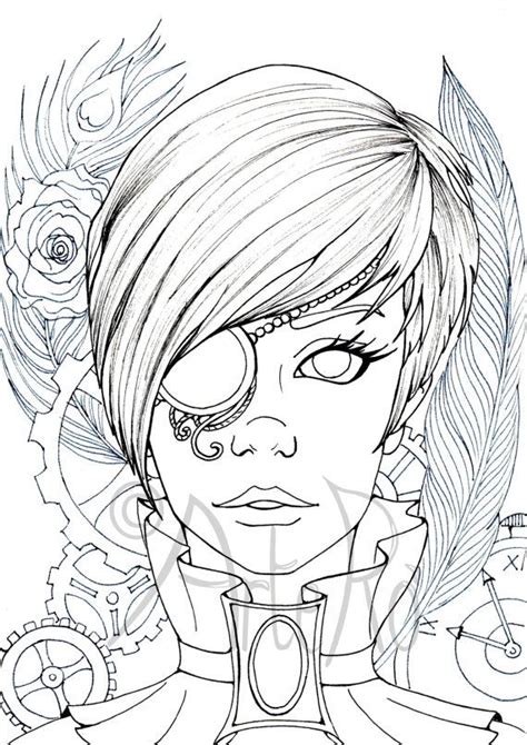 Steampunk Coloring Page Art Therapy Adult Colouring Page