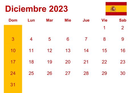 Calendario Diciembre 2023 España