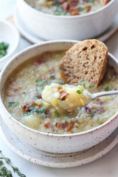 Creamy Potato Leek Soup With Bacon The Real Food Dietitians