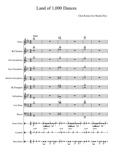 Here you'll find all of our drumline sheet music available for free download. Land of 1,000 Dances (For Marching Band/Pep Band) sheet music download free in PDF or MIDI