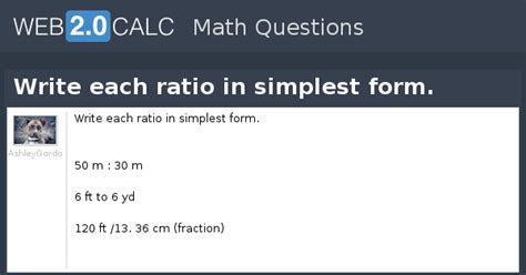 View Question Write Each Ratio In Simplest Form