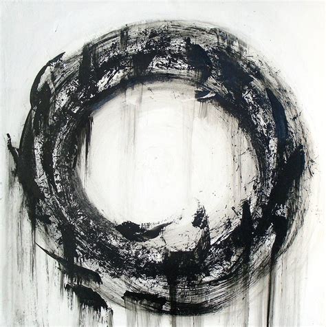 Black And White Contemporary Abstract Circle Painting Painting By Holly