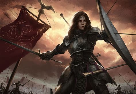 Fantasy Art Warrior Women Battle Arrows Sword Hd Wallpaper