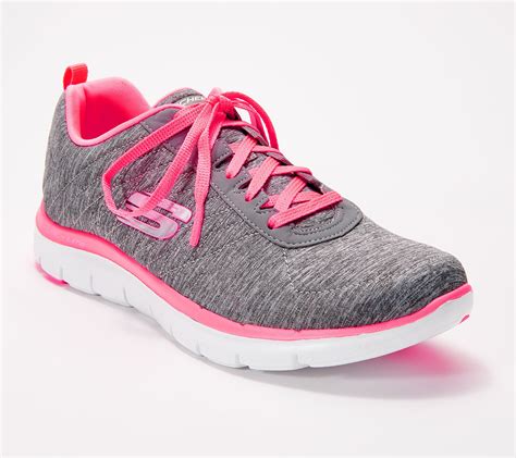 As Is Skechers Flex Appeal 20 Heathered Lace Up Sneakers