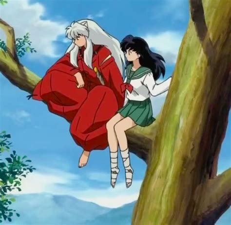 Inuyasha And Kagome Sitting In The Tree Together Inuyasha Anime