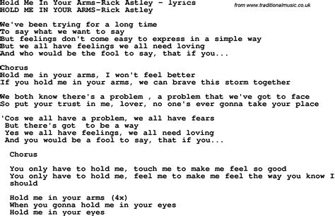 Love Song Lyrics Forhold Me In Your Arms Rick Astley