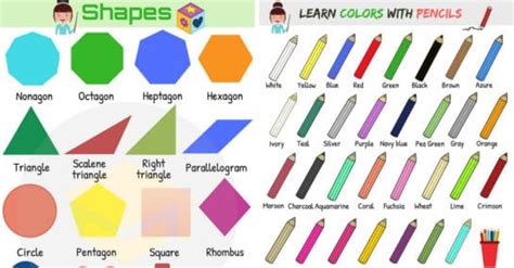 Shapes And Colors Vocabulary In English Eslbuzz Learning English