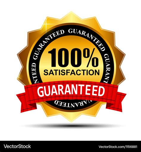 100 Satisfaction Guaranteed Gold Label With Red Vector Image