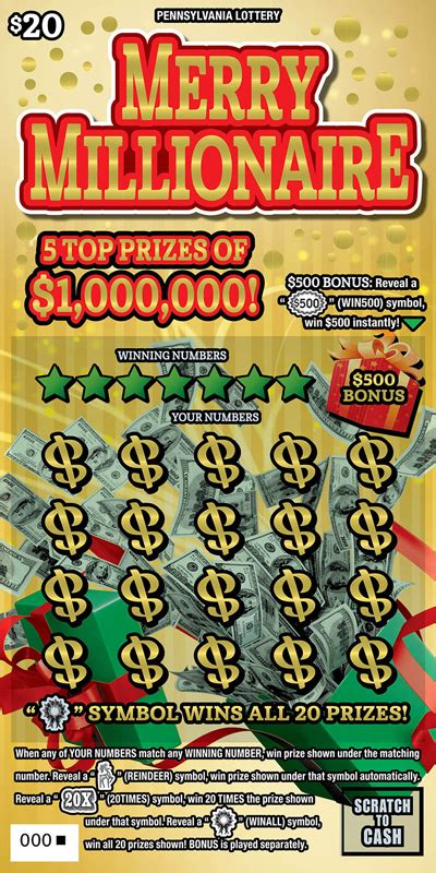 Knowing these odds can give you an advantage! Pennsylvania Lottery - Scratch-Offs - Merry Millionaire