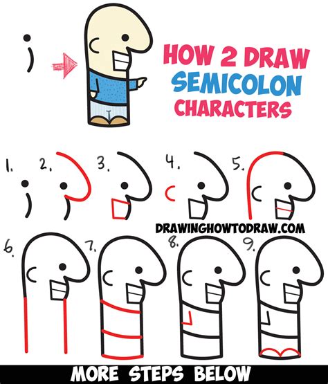 Have you always wanted to know how to draw a cartoon face? How to Draw Cute Cartoon Characters from Semicolons - Easy Step by Step Drawing Tutorial for ...