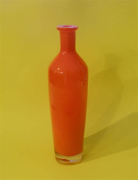Orange Glass Vase Hand Blown Encased Bottle Shape Pontil Etsy Glass Fall Decor Glass Vase