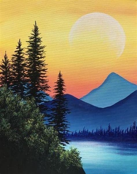 Sunset Easy Landscape Painting Ideas For Beginners Goimages My