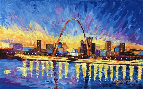 St Louis Arch Missouri Skyline Painting By Paul Kyegombe Fine Art America