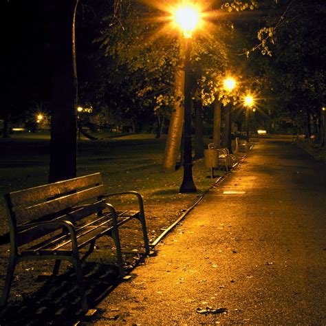 夜の公園の静かなベンチ Ipadタブレット壁紙ギャラリー