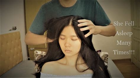 so relaxing head massage for lady scalp scratching asmr youtube