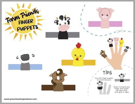 Farm Animals Finger Puppets Free Printable Papercraft Templates Vlr