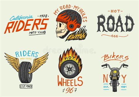 Motorcycles Labels And Icons Set Vector Stock Vector Illustration Of