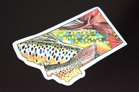 Montana Fly Fishing Decal Cutthroat Brook Brown Trout Etsy