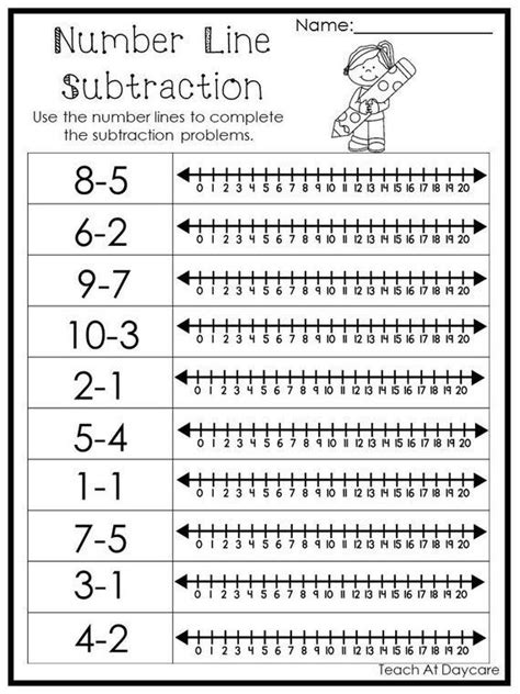 Kindergarten Number Line Worksheet 15 Printable Number Line Subtracting