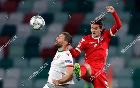 Luxembourgs Olivier Thill Right Jumps Ball Editorial Stock Photo