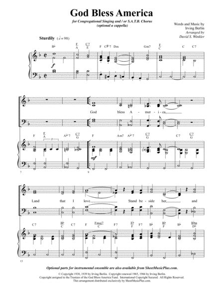 God Bless America Choral Keyboard Free Music Sheet Musicsheets Org