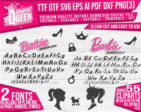 2 Barbie Font And Clipart Bundle Barbie Alphabet Ttf And Otf Etsy