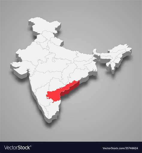 Andhra Pradesh State Location Within India 3d Map Vector Image