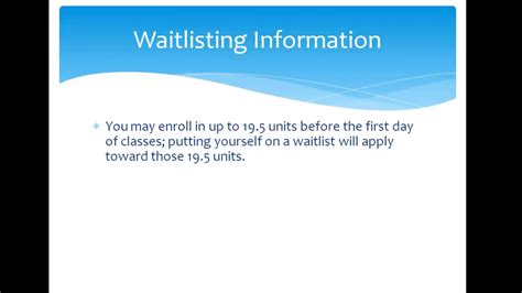 Waitlist Information And How To Waitlist A Course Youtube