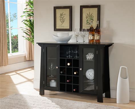 ⋙review, crosley furniture cambridge buffet server/sideboard cabinet with wine storage, vintage mahogany. Jesse Sideboard Buffet Bar Cabinet With Wine Rack, Black Wood & Glass, Contemporary - Walmart ...