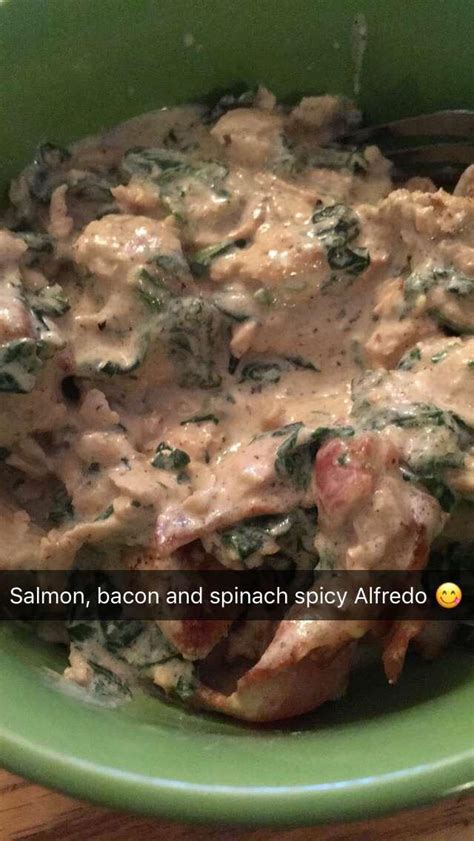 Spicy Salmon Bacon And Spinach Alfredo Rketorecipes