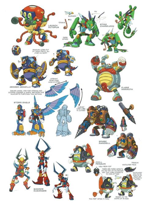 Mega Man Maverick Hunter X Boss Character Redesign Model Sheet