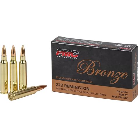 Pmc Bronze 223 Remington 55 Grain Rifle Ammunition 20 Rounds Academy