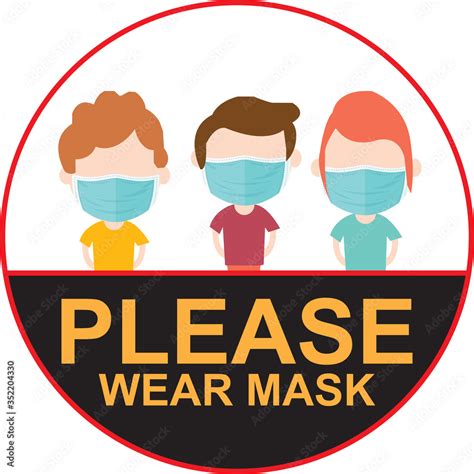 Please Wear Face Mask Signage Vector Stock Vector Adobe Stock