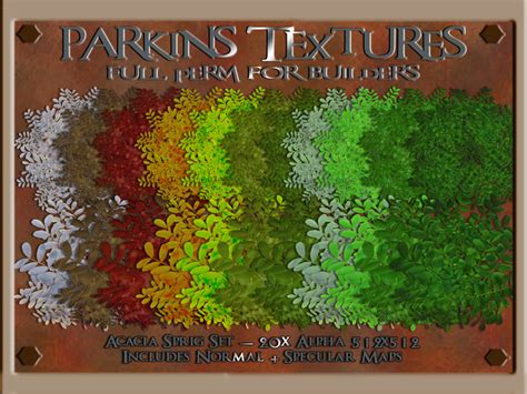 second life marketplace parkins textures acacia foliage 20x full perm 20 512x512 and 20