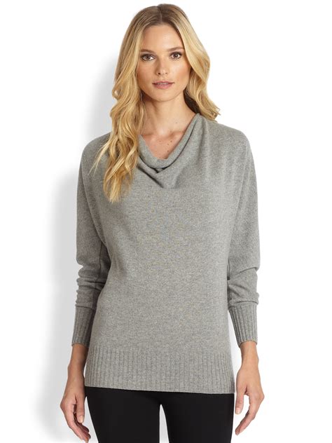 Lafayette 148 New York Cashmere Cowl Neck Sweater In Gray Nickel