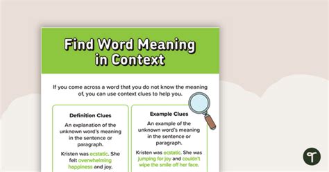 Find Word Meaning In Context Poster Teach Starter