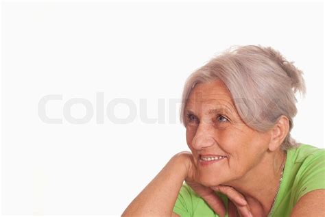 Beautiful Older Woman In Green Stock Image Colourbox