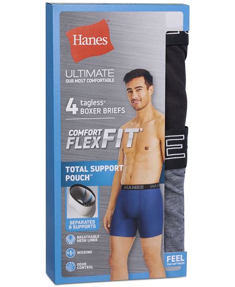 Hanes Men S 4 Pk Ultimate® Comfort Flex Fit® Ultra Soft Boxer Briefs Macy S