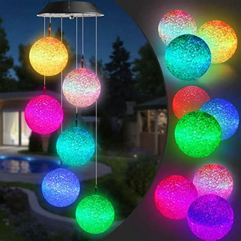 Toodour Solar Wind Chimes Lights Color Changing Ball Wind Chimes Led