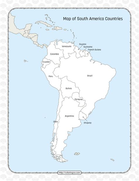 South America Map Countries Printable