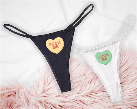 Conversation Heart Fuck Me Thong Valentine Panties Candy Etsy