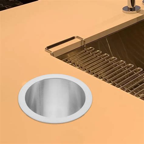 Kitchen Counter Trash Chute Stainless Steel Round Built In Waste Bin