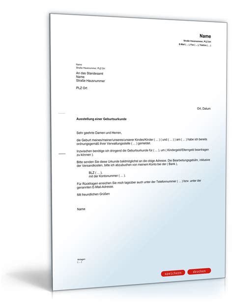 Bitte um aufhebungsvertrag muster/vorlage + gratis download im pdf & docx format. Bitte um Zusendung Geburtsurkunde Neugeborenes - Muster ...