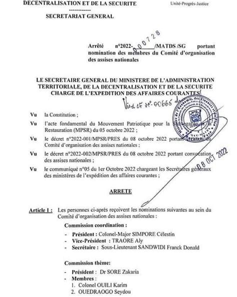 Burkina Faso Voici Les Les Responsables Des 08 Commissions Pour L