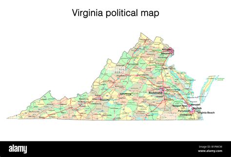 Virginia State Political Map Stock Photo Alamy