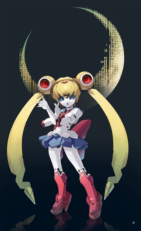 Safebooru Girl Android Binary Bishoujo Senshi Sailor Moon Blonde Hair Blue Eyes Blue Sailor