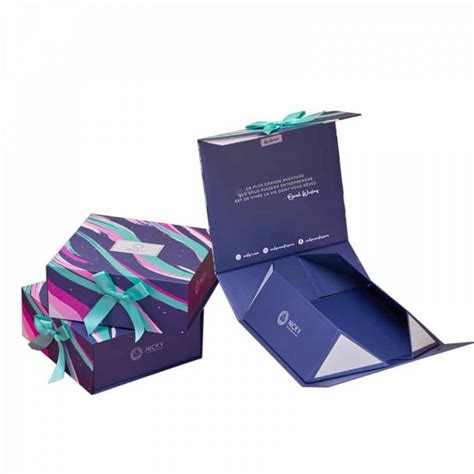 White Collapsible Wedding Box With Ribbon Kali Custom Foldable Boxes