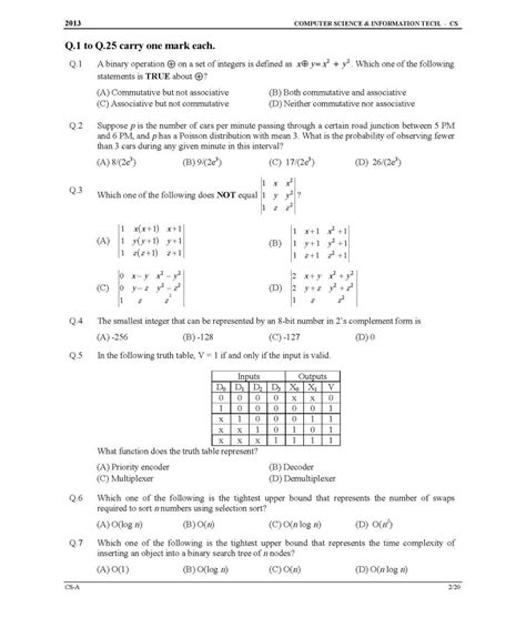 Gate Exam Computer Science Engineering Stream Previous Year Question