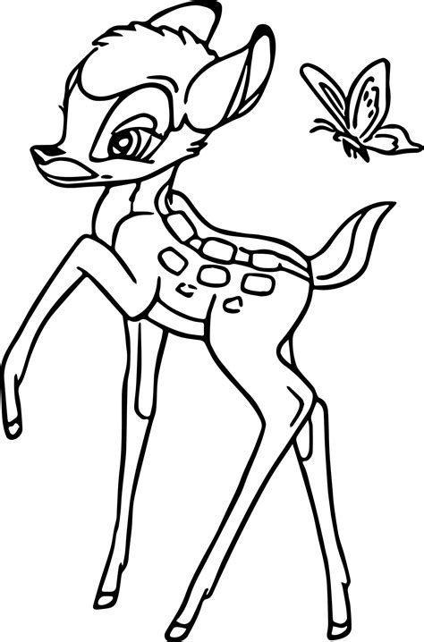 Nice Bambi And Butterfly Coloring Pages Butterfly Coloring Page