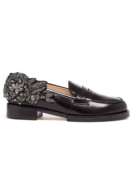 N°21 Embellished Leather Penny Loafers In Black Lyst